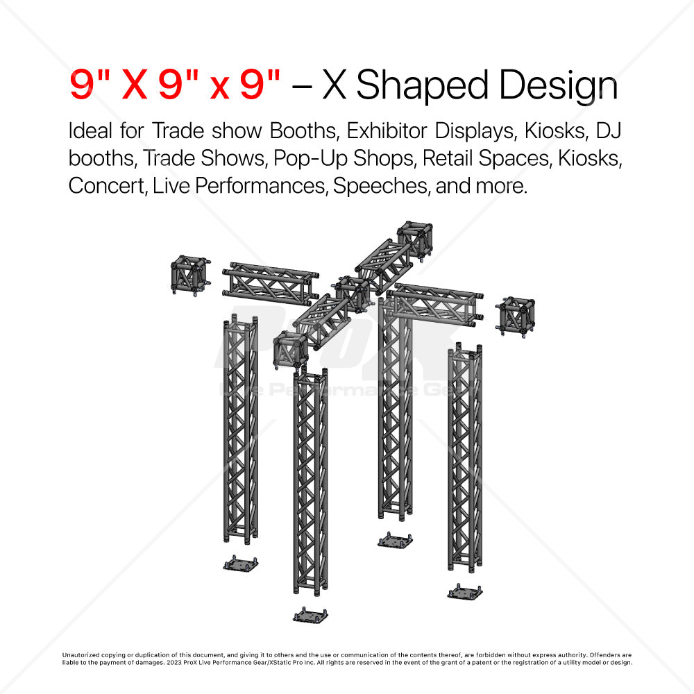 ProX Tradeshow Booth 9.42 W X 9.42 L X 9.20 FT H with X Shape Design in center - K SERIES Light Duty