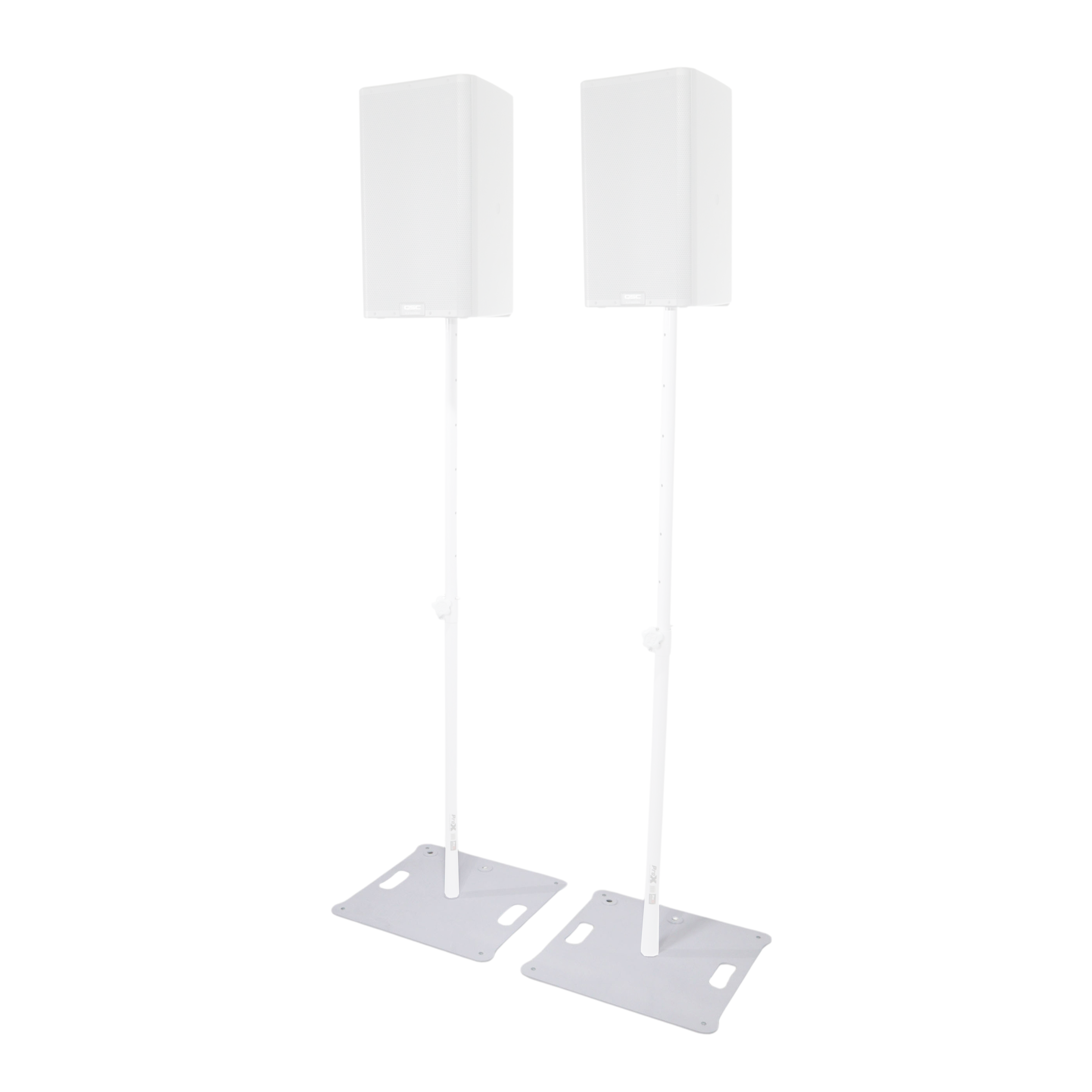 ProX Pair of Polaris Base Plates – 2 Heavy-Duty Speaker Pole Base Plates and Carry Bags in White