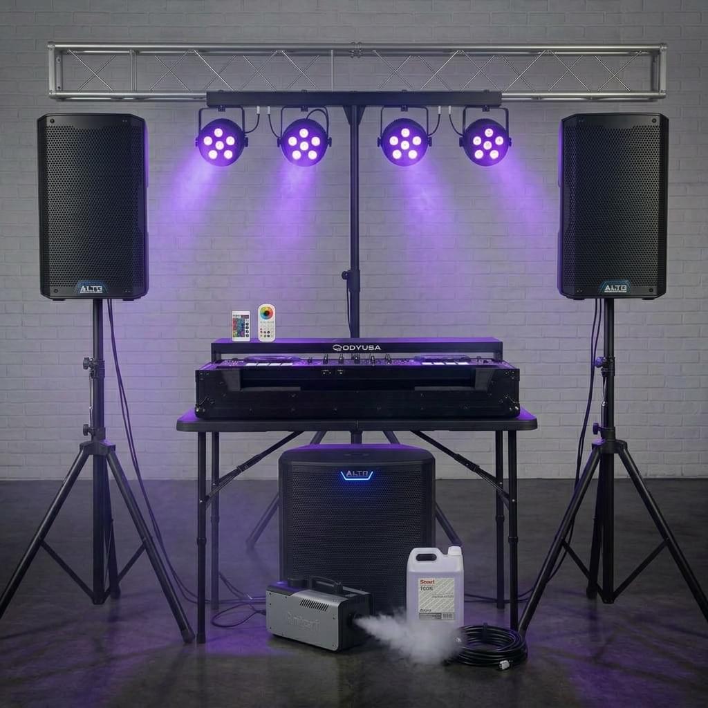 Block Party Bundle - Alto TS412 Speakers & TS15S Sub, Colorkey HEX 5 Uplights, Antari Fog Machine