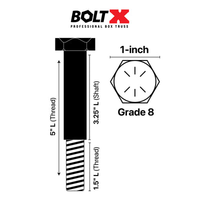 ProX Set of (4) 2.5" Length Hex Short Yellow Zinc Truss Bolts Nuts Washers – Grade 8 (5/8”-11 x 2-1/2 NC)