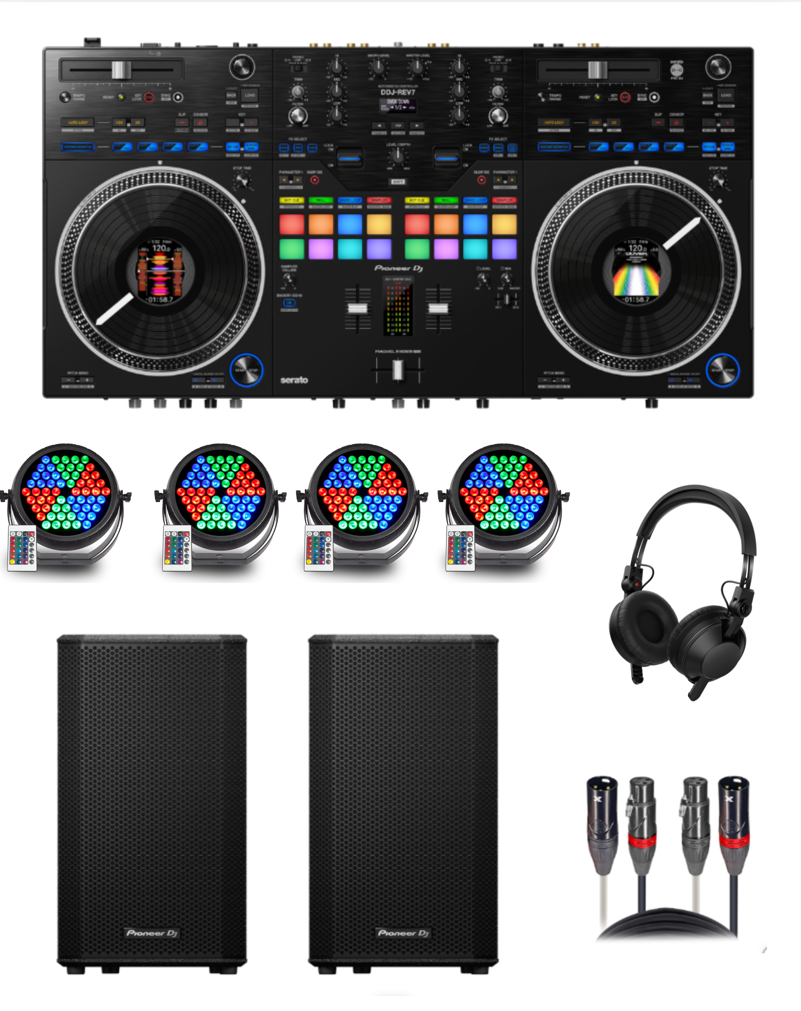 Pioneer DJ DDJ-REV7 "Party Rocker" Bundle.