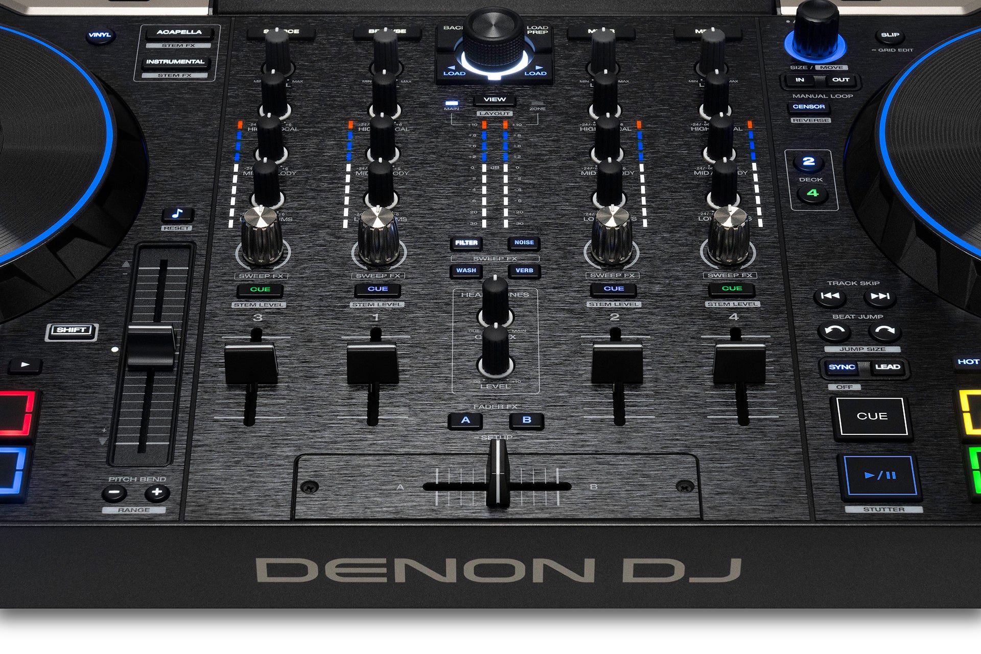 Denon DJ Prime 4 G2 - 4-Channel Standalone DJ System with Built-in FX, Lighting Outputs and Stems.