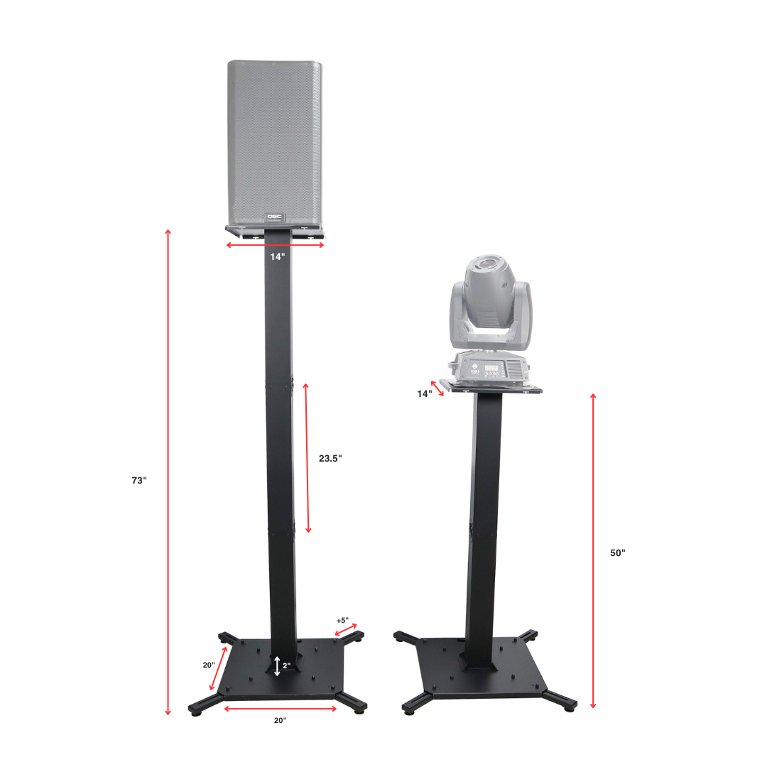 ProX Pair of Black Moving Head or Lighting Speaker Totem DJ Stand with Carrying Bags by Humpter