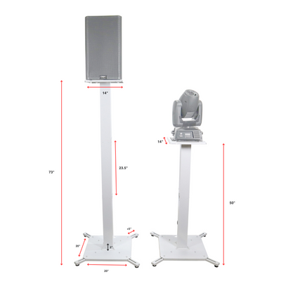 ProX Pair of White Moving Head or Lighting Speaker Totem DJ Stand with Carrying Bags by Humpter