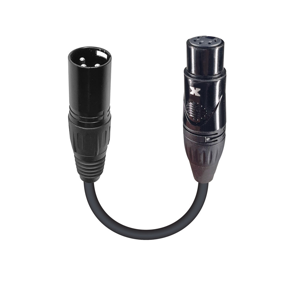 ProX 6" DMX Male 3-Pin to DMX Female 5-Pin Coupler Patch Cable