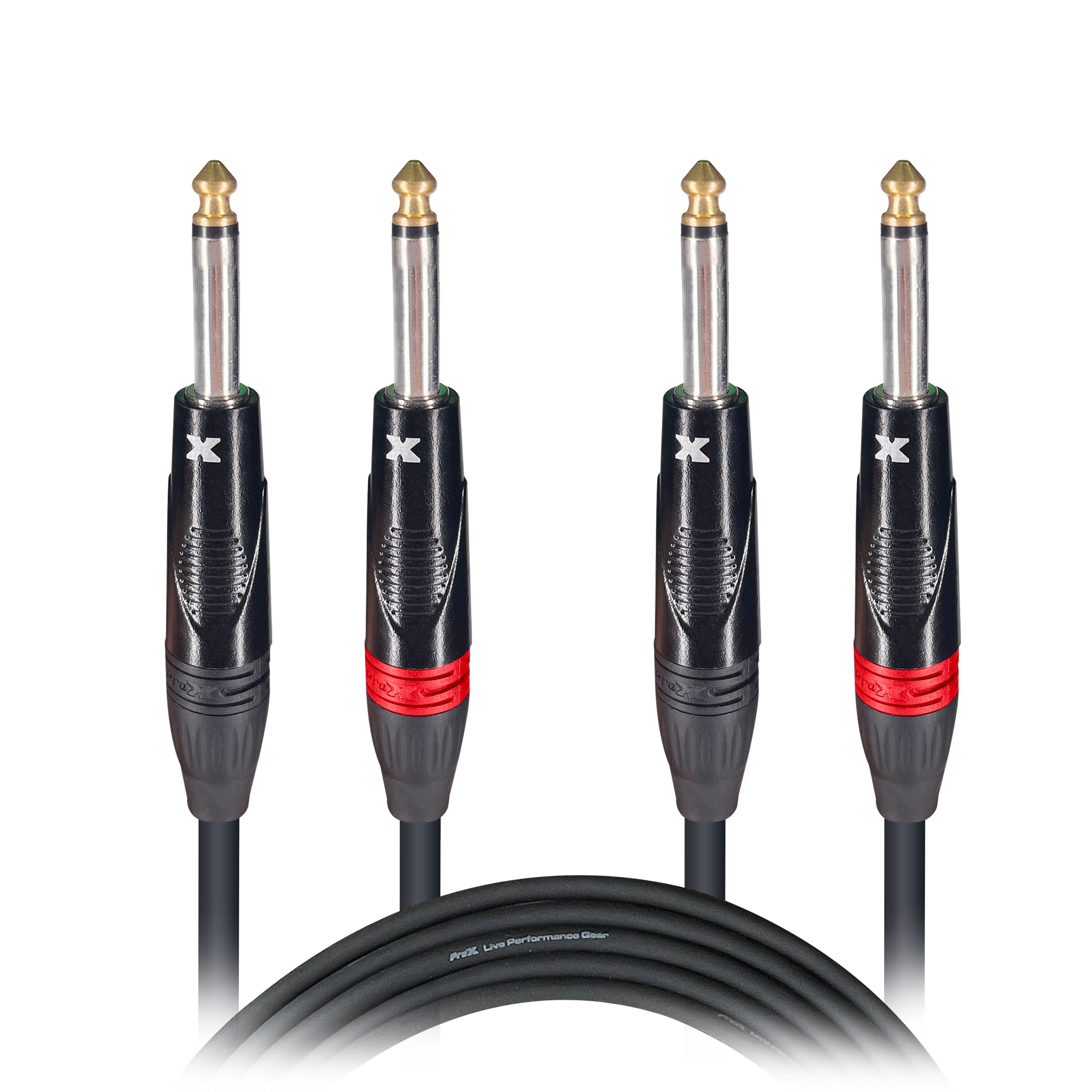 ProX 3' Ft. High Performance 1/4” TS Male to Dual 1/4” TS Male Unbalanced Audio Cable