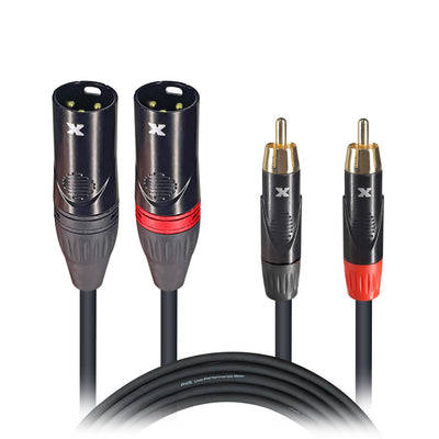 ProX 10 Ft. Unbalanced Dual RCA-M to Dual XLR3-M High Performance Audio Cable