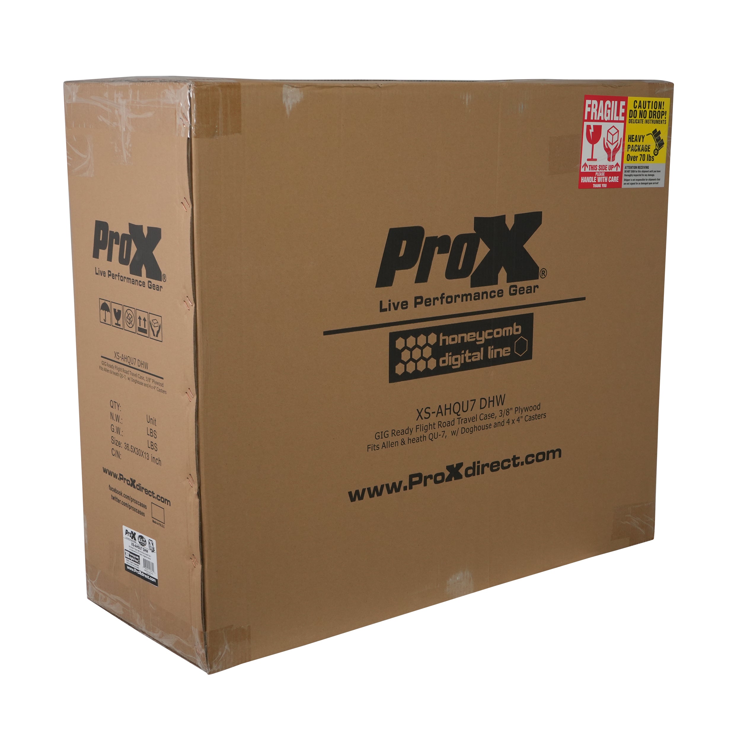 ProX ATA Digital Audio Mixer Flight Case for Allen & Heath QU7 Console with Doghouse compartment and 4x Caster wheels