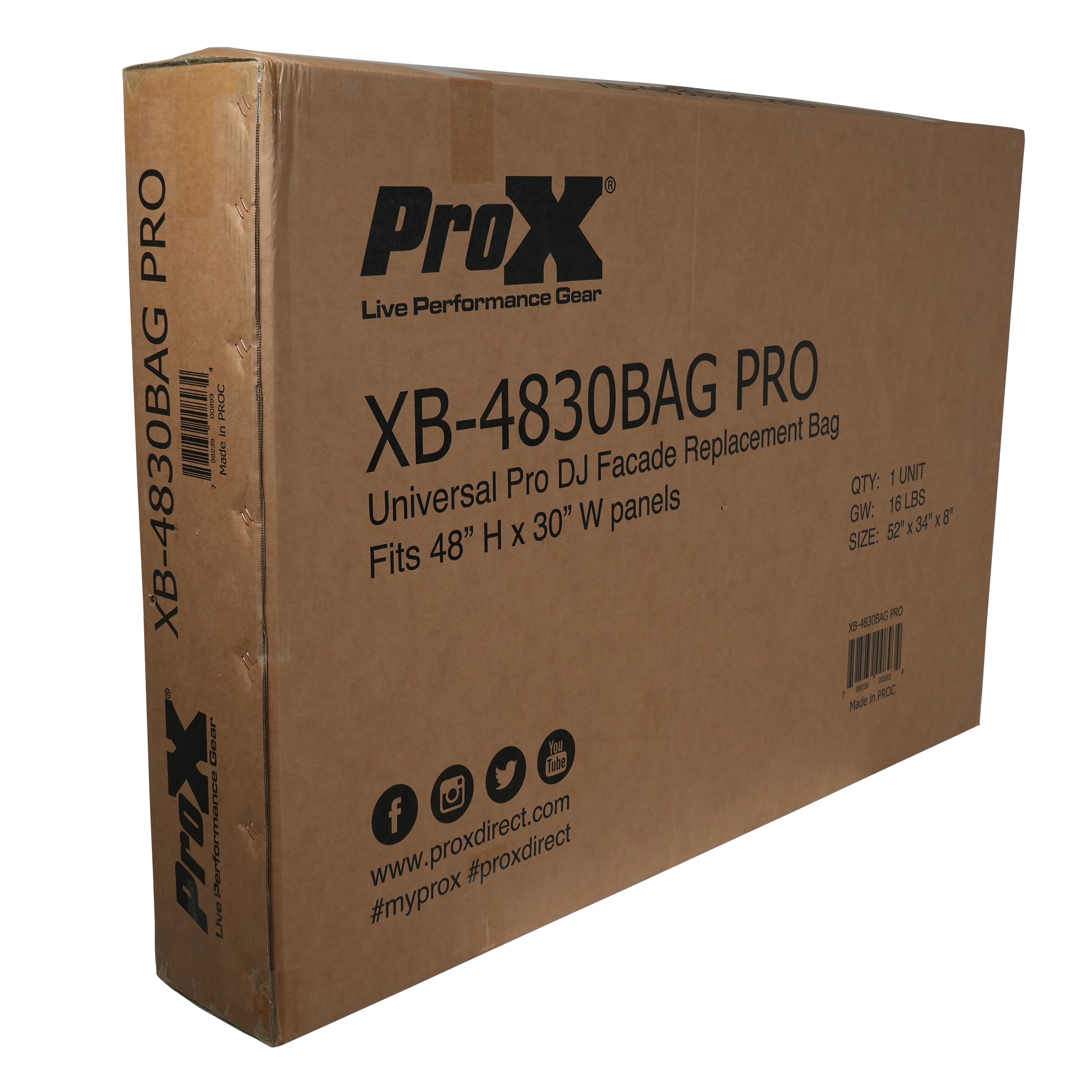 ProX Universal Pro Padded DJ Facade Bag Fits 48"x30" Panels