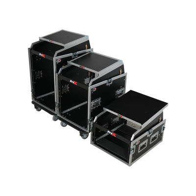 ProX 13U Top Mixer Audio Console DJ 12U Front Rack Combo Flight Case W Laptop Shelf and Casters