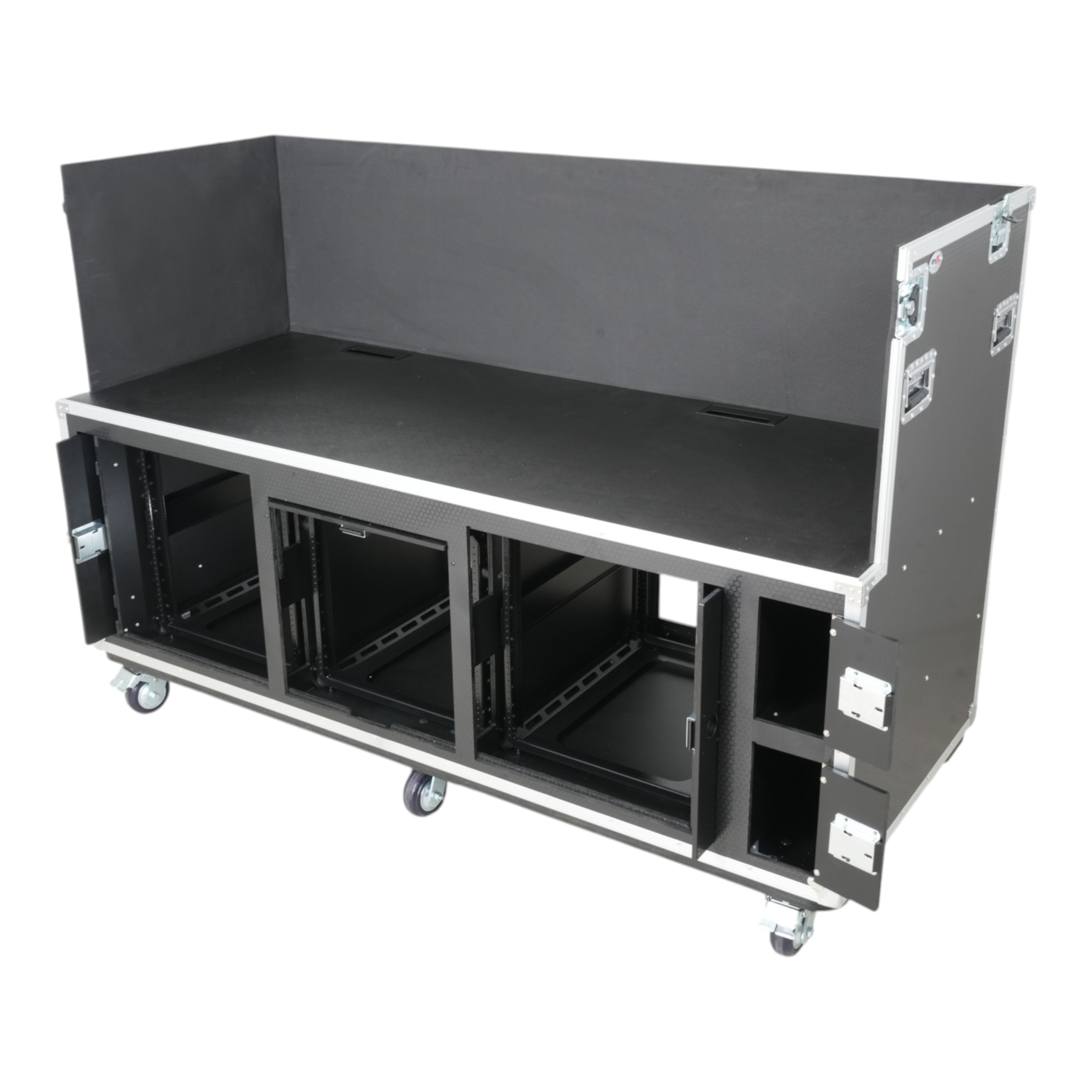 ProX Large Mixing Console Case 3x side by side 2x 12U & 10U Shock Mount Slam Rack