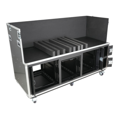 ProX Large Mixing Console Case 3x side by side 2x 12U & 10U Shock Mount Slam Rack