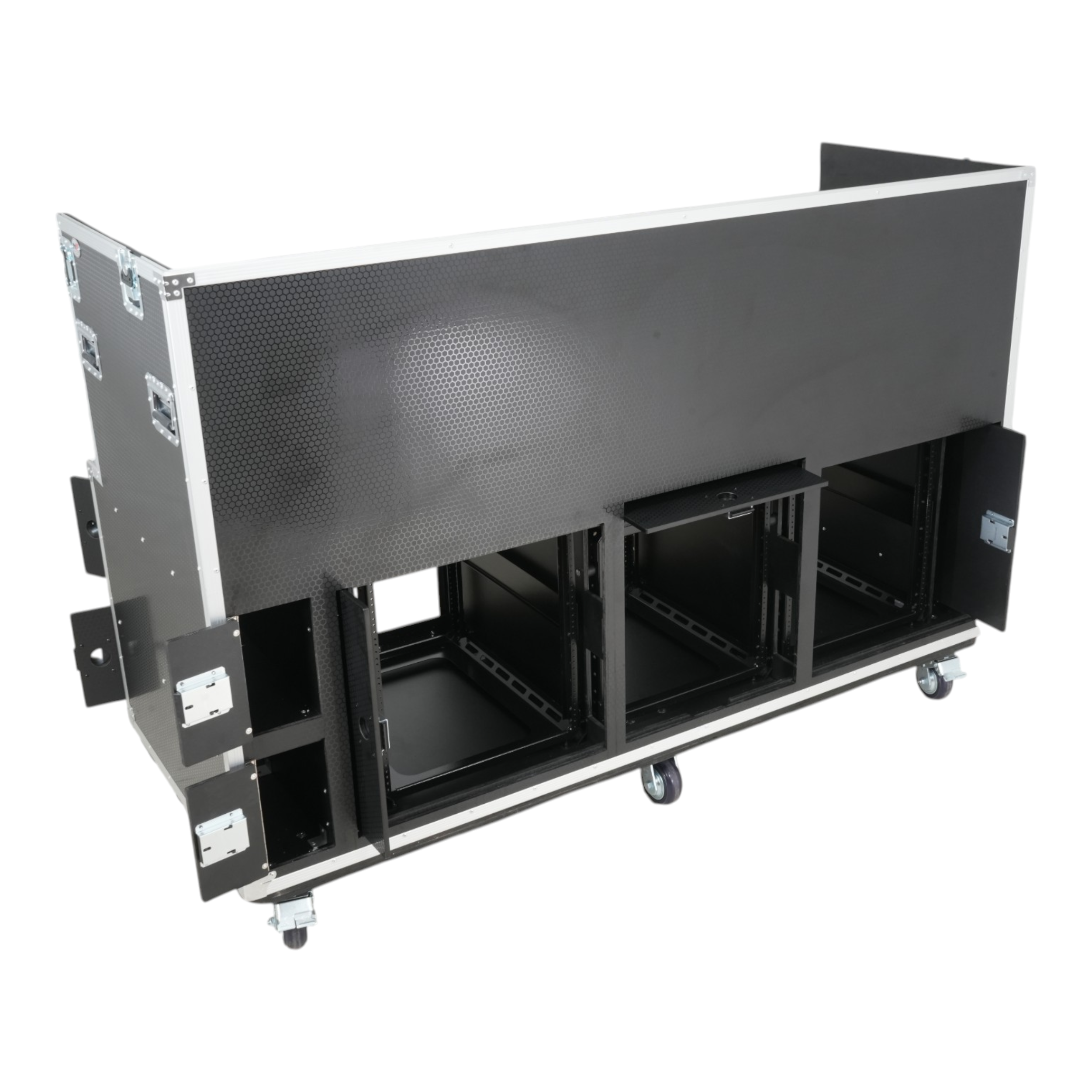 ProX Large Mixing Console Case 3x side by side 2x 12U & 10U Shock Mount Slam Rack