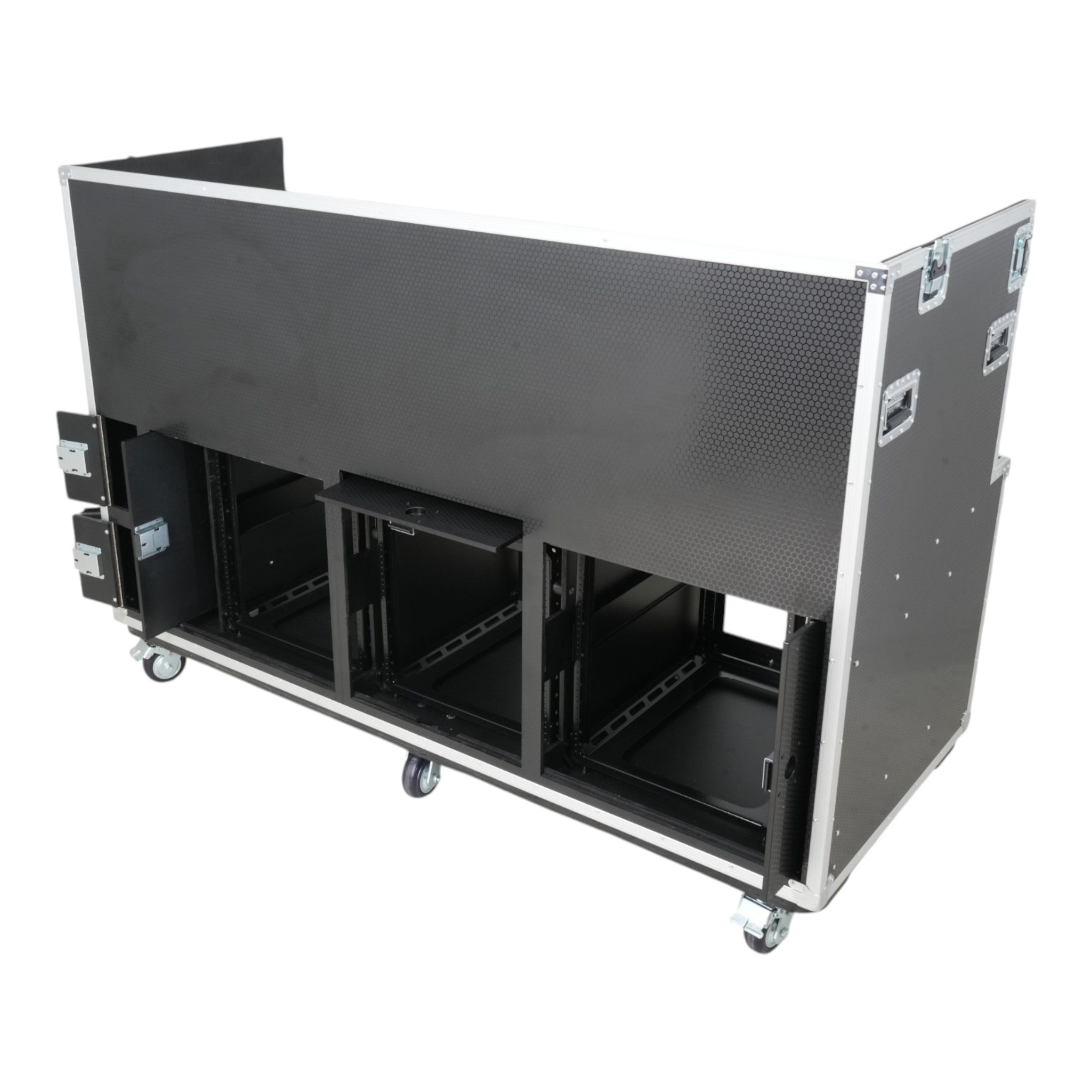 ProX Large Mixing Console Case 3x side by side 2x 12U & 10U Shock Mount Slam Rack