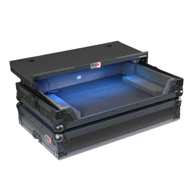 ProX XS-XDJANLTBLLED ATA Flight Case for AlphaTheta XDJ-AN DJ Controller with Laptop Shelf and RGB LED All Black