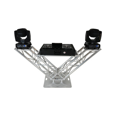 ProX XT-VERRAZANO30 - V-Shape Aluminum Truss DJ Table with Elevated Monitor Shelves and 30" Base Plate