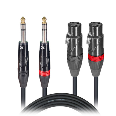 ProX 3 Ft. Balanced Dual 1/4" TRS-M to Dual XLR3-F High Performance Audio Cable