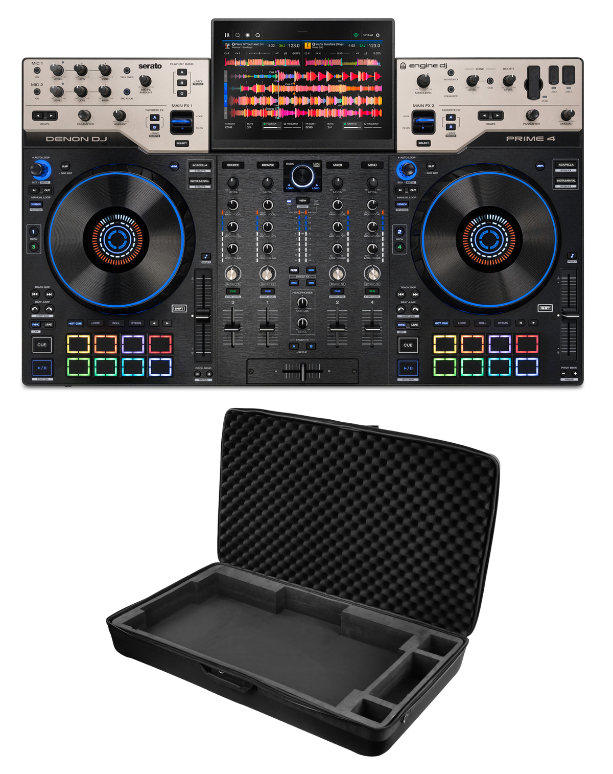 Denon DJ Prime 4 G2 + Odyssey BMPRIME4G2 Case Bundle.