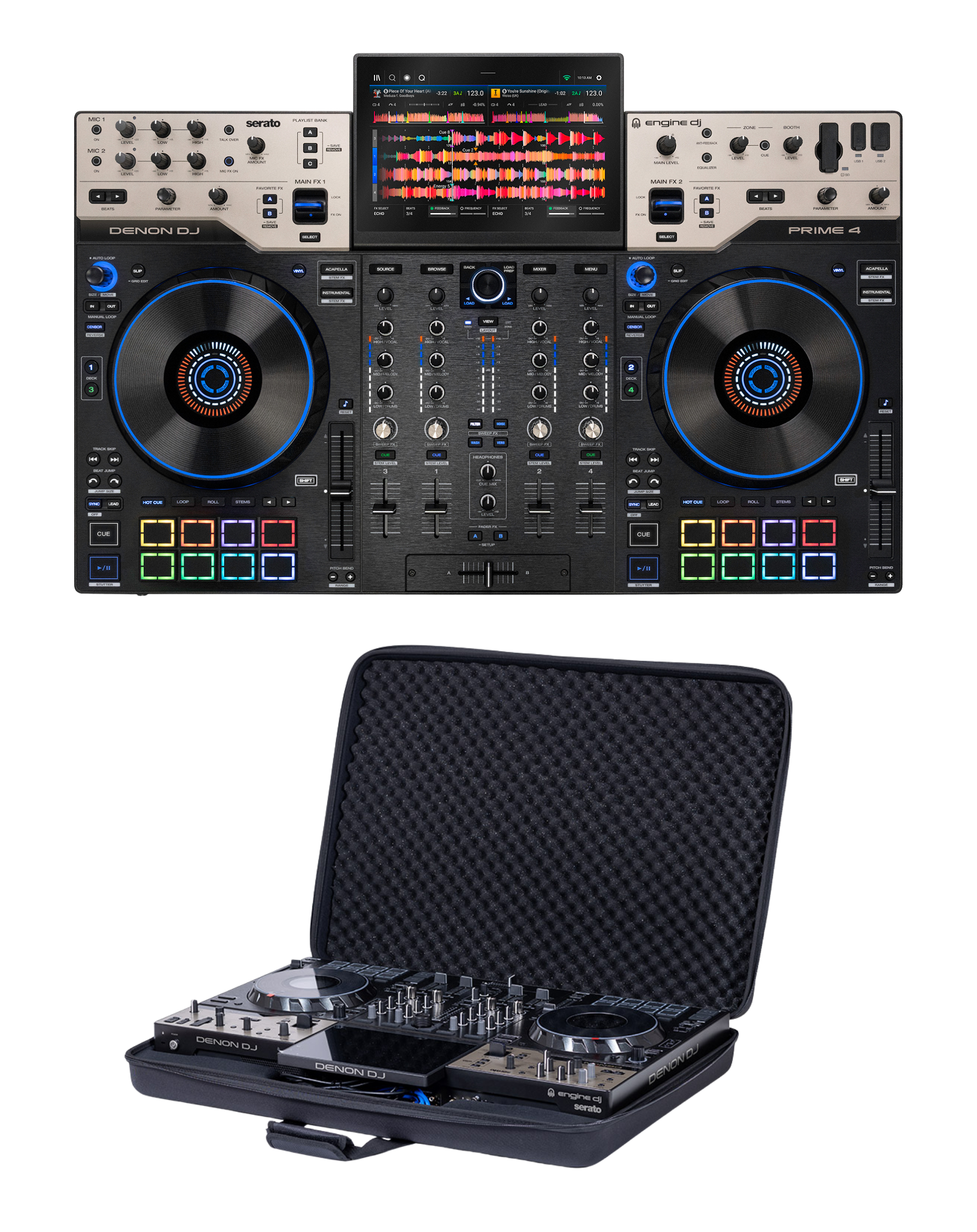 Denon DJ Prime 4 G2 + Headliner HL12025 Case Bundle