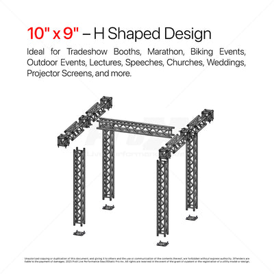 ProX Tradeshow Booth 9.42 W X 9.42 L X 9.20 FT H with H Shape Design in center - K SERIES Light Duty