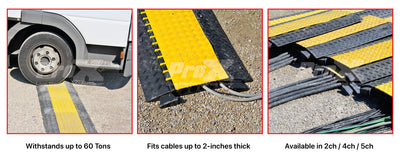 ProX 5-Channel Rubber Cable Protector Ramp Speed Bump Cover Indoor Outdoor – Supports up to 60 Tons