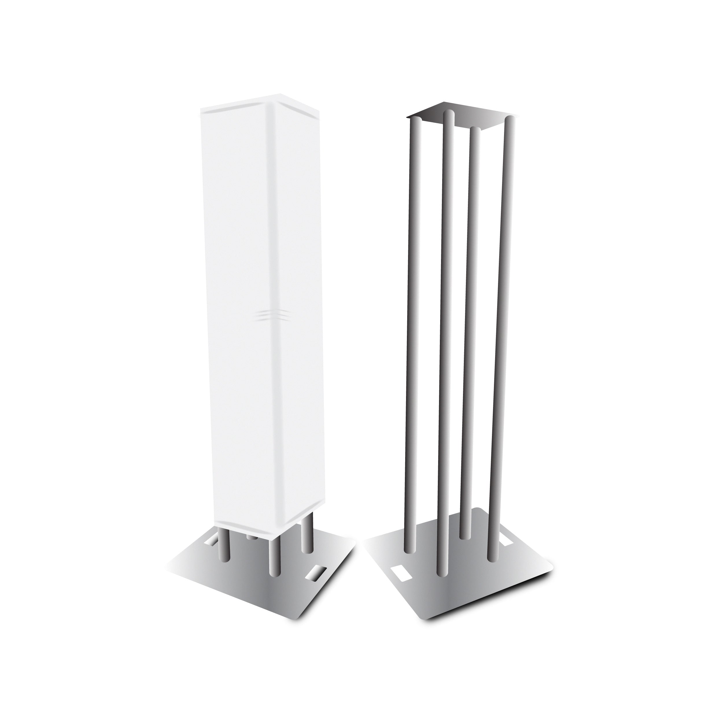 ProX Set of 2 6.56ft Totem Package Includes a 12in Top Plate, 24in Base Plate and Four 2m F31 Tubes W-White Scrim Cover