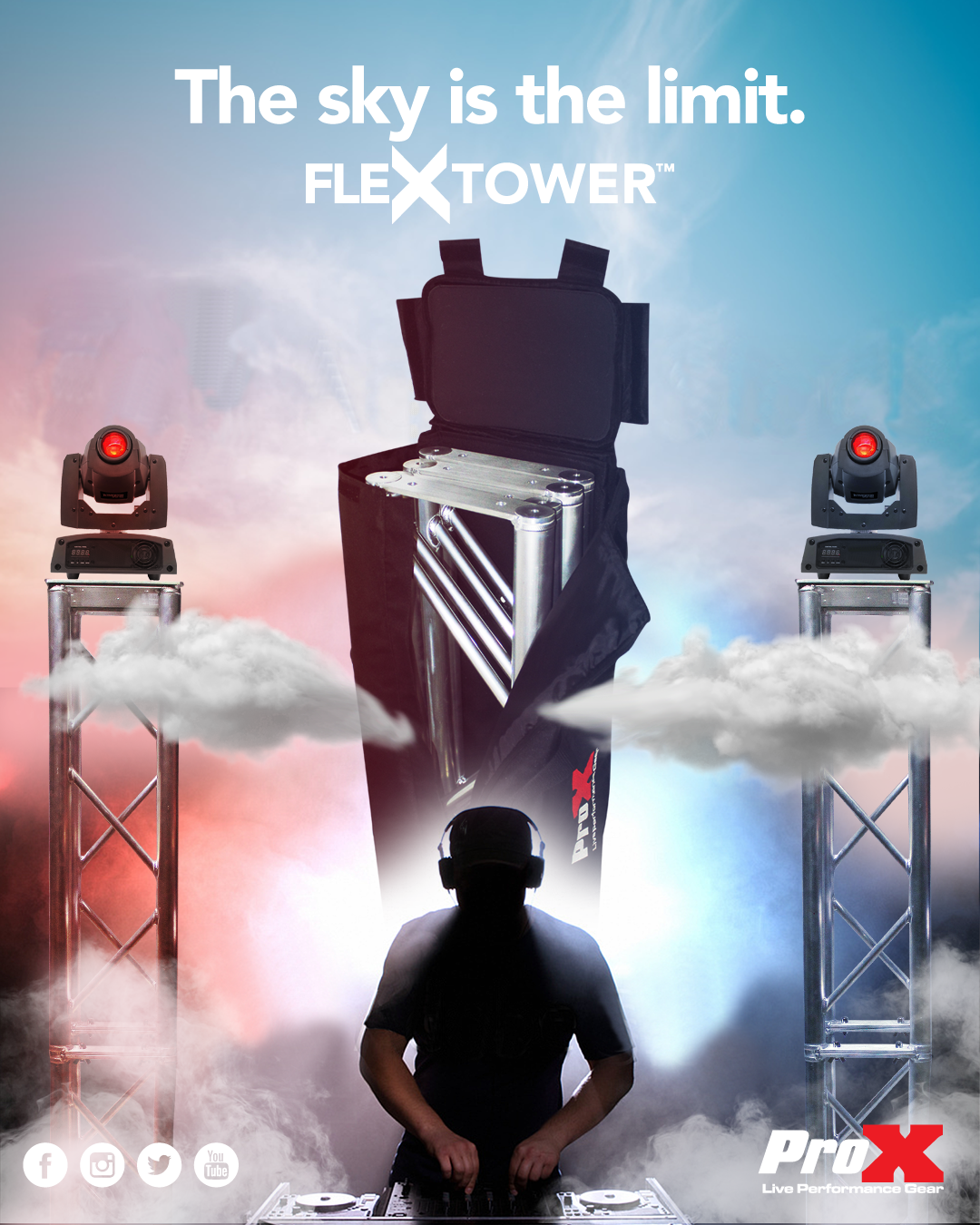ProX Flex Tower Totem Package - Adjustable 6.56ft or 3.28ft With Road Case