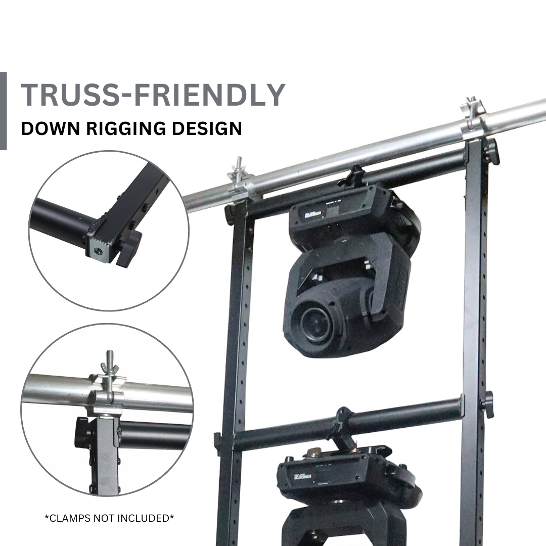 ProX 7FT Lighting Fixture Moving Head U-Grid Module with 4 Adjustable Bars and Casters or Rubber Feet or Down Rigging