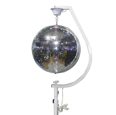 ProX White 16-20" C Shaped Mirror Ball Free Standing Hook fits 1-3/8" 35mm pole with 1 RPM Motor