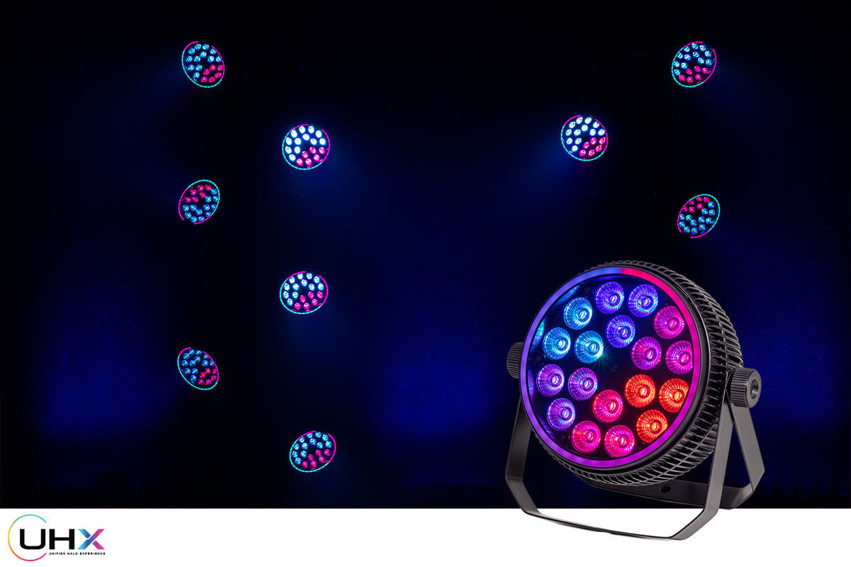 Colorkey Halo Par HEX 18P - RGBWA+UV LED Wash Par with Pixel Halo