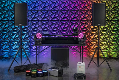 Headliner Bundle - QSC K12.2 Speakers & KS118 Sub, Colorkey Moving Heads & 8-Pack Uplights, Antari Hazer