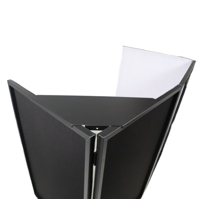 ProX Four Panel Party Black Frame Collapse and Go DJ Facade, Two Side corner Shelves, Carry Bag, 4xBlack and 4xWhite Scrims