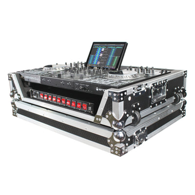 ProX ATA Flight Case For Denon PRIME 4 DJ Controller with 1U Rack Space and Wheels