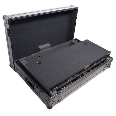 ProX ATA Flight Road Case For Hercules T7 Inpulse Controller with Laptop Shelf 1U Rack Space and Wheels - Black Finish