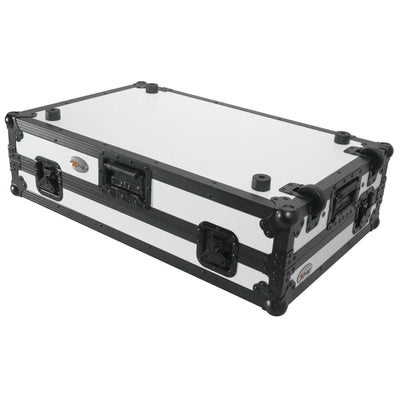 ProX ATA Flight Case for Pioneer DDJ-REV7 DJ Controller with Laptop Shelf 1U Rack Space and Wheels - White Black