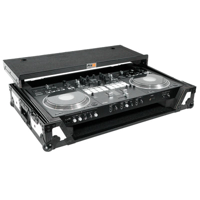 ProX ATA Flight Case for Pioneer DDJ-REV7 DJ Controller with Laptop Shelf 1U Rack Space and Wheels - White Black