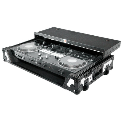 ProX ATA Flight Case for Pioneer DDJ-REV7 DJ Controller with Laptop Shelf 1U Rack Space and Wheels - White Black