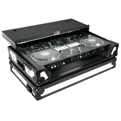 ProX ATA Flight Case for Pioneer DDJ-REV7 DJ Controller with Laptop Shelf 1U Rack Space and Wheels - White Black