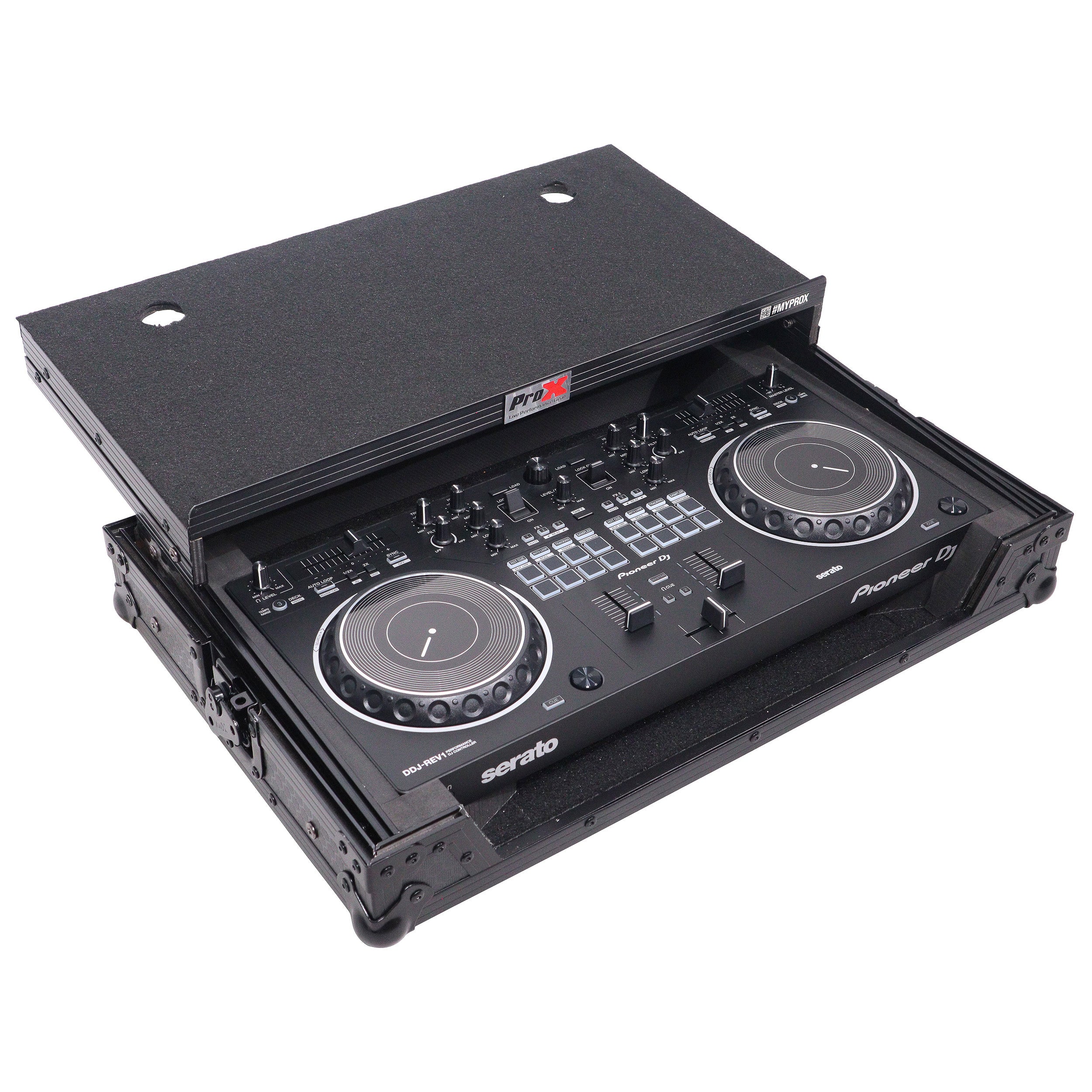 ProX ATA Flight Case For Pioneer DDJ-REV1 DJ Controller with Laptop Shelf - Black