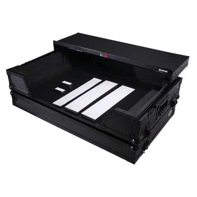 ProX ATA Flight Road Case For Hercules T7 Inpulse Controller with Laptop Shelf 1U Rack Space and Wheels - Black Finish