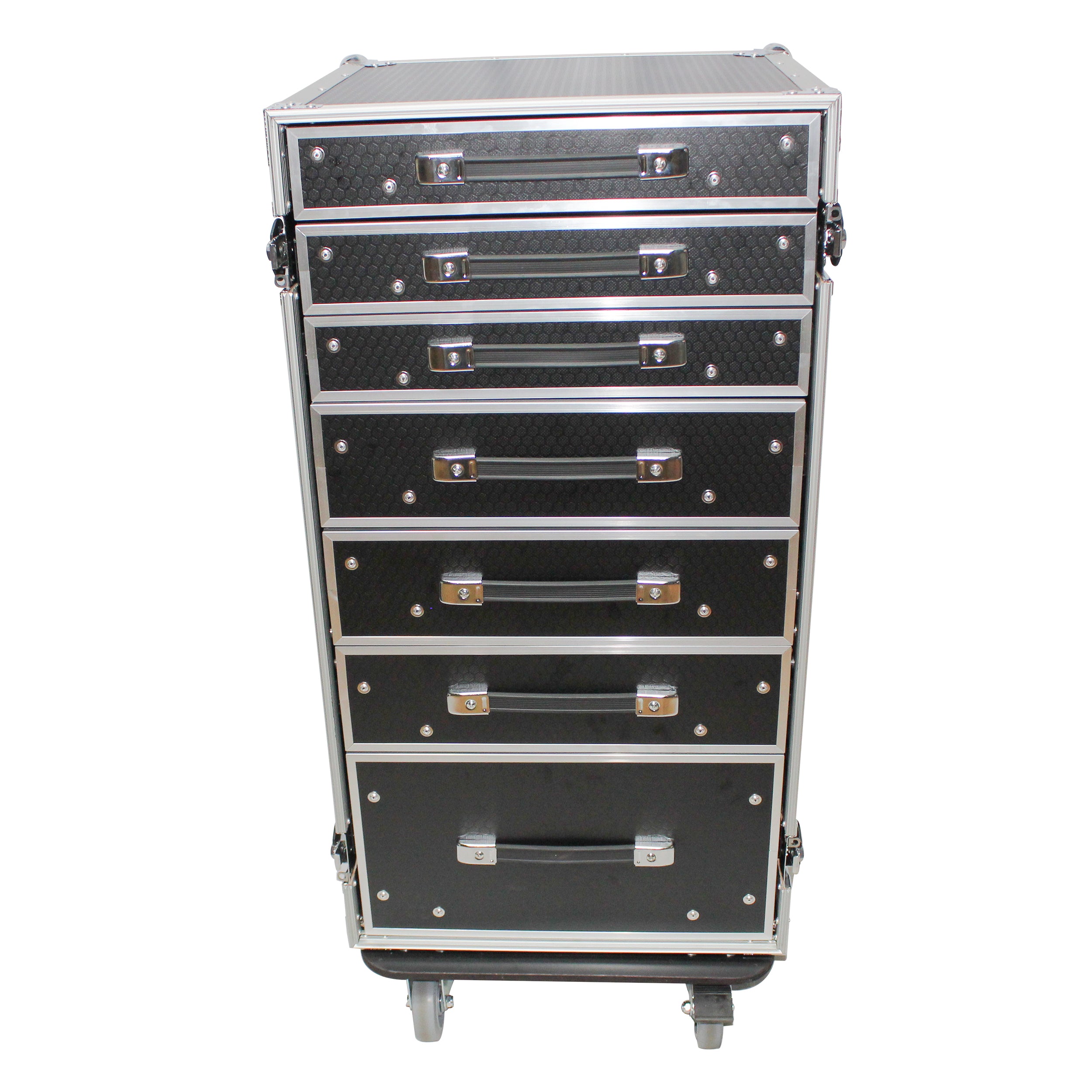 ProX 7 Utility Drawer ATA Flight Style Case with Fold out Left Right Side Mounting Removable Table and 4 inch Casters