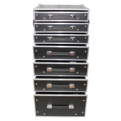 ProX 7 Utility Drawer ATA Flight Style Case with Fold out Left Right Side Mounting Removable Table and 4 inch Casters
