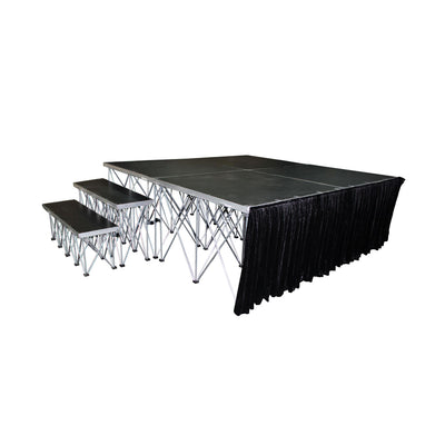 ProX 32" 8ft Width Black Portable Stage Skirt Polyester Fire-Retardant Platform Skirting