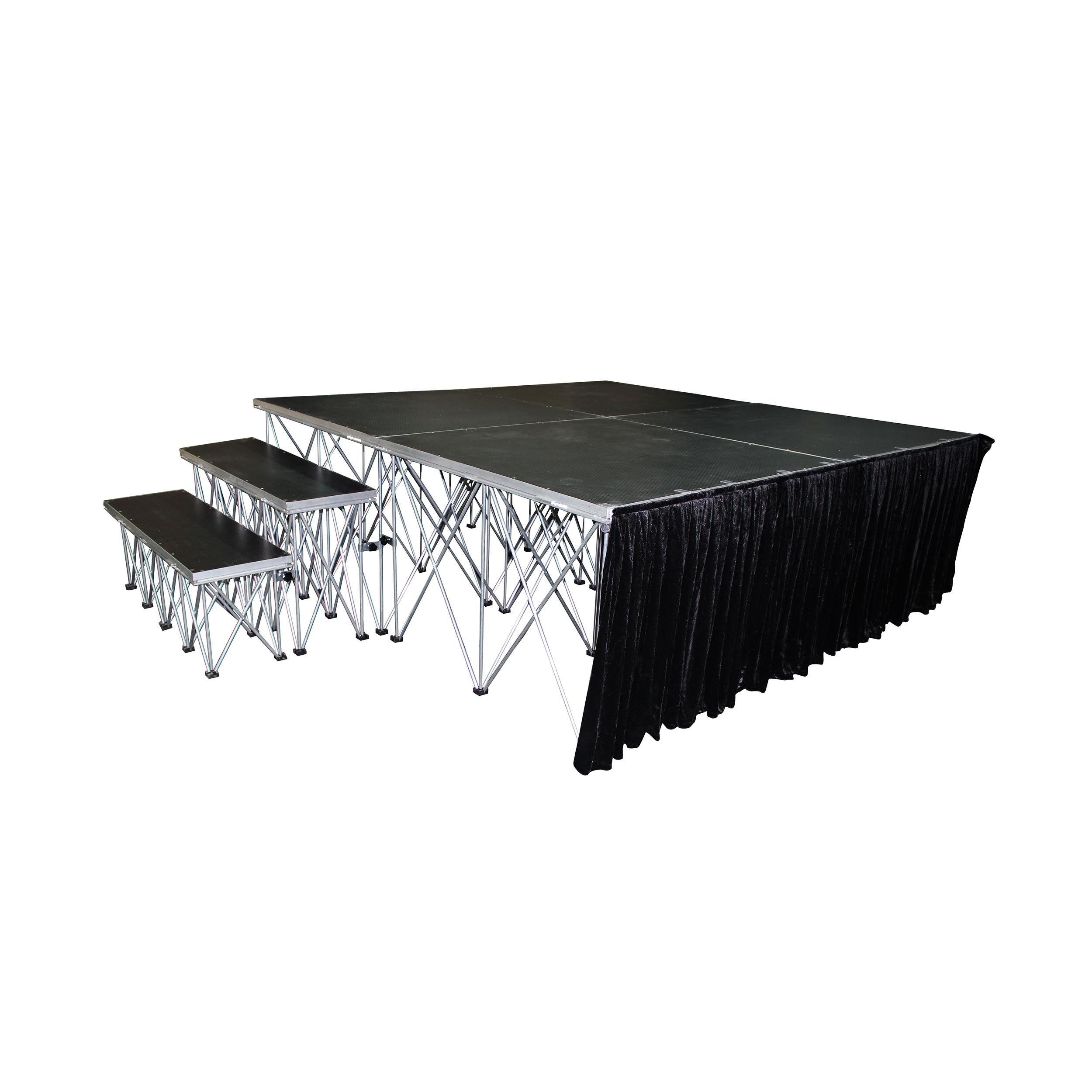 ProX 24" 8ft Width Black Portable Stage Skirt Polyester Fire-Retardant Platform Skirting