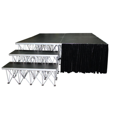 ProX 24" 8ft Width Black Portable Stage Skirt Polyester Fire-Retardant Platform Skirting