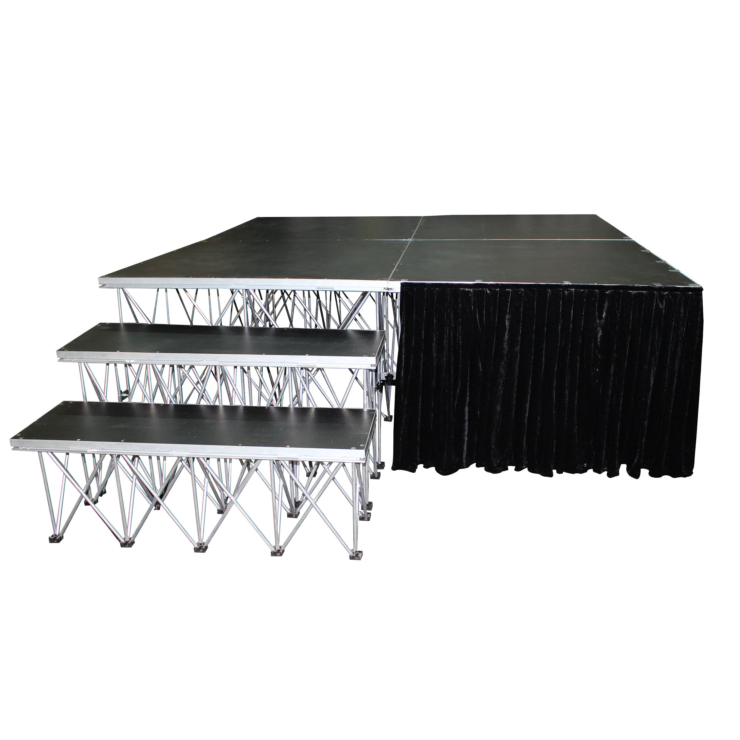 ProX 16" 8ft Width Black Portable Stage Skirt Polyester Fire-Retardant Platform Skirting