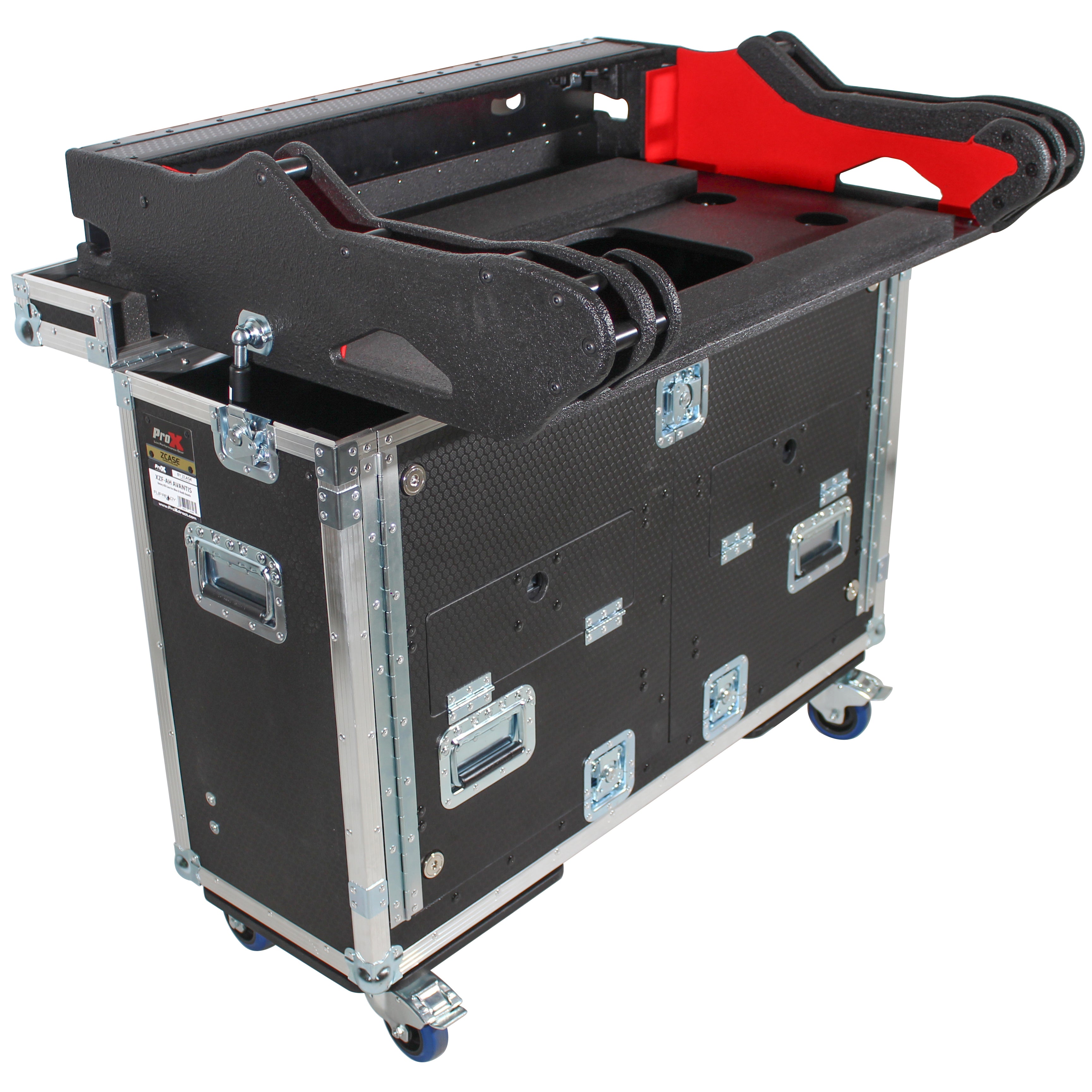 ProX Yamaha TF5 Flip-Ready Hydraulic Console Easy Retracting Lifting Flight Case and wheels incl Laptop Monitor Arm
