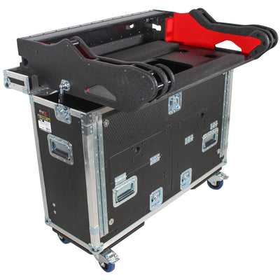 ProX Yamaha TF5 Flip-Ready Hydraulic Console Easy Retracting Lifting Flight Case and wheels incl Laptop Monitor Arm