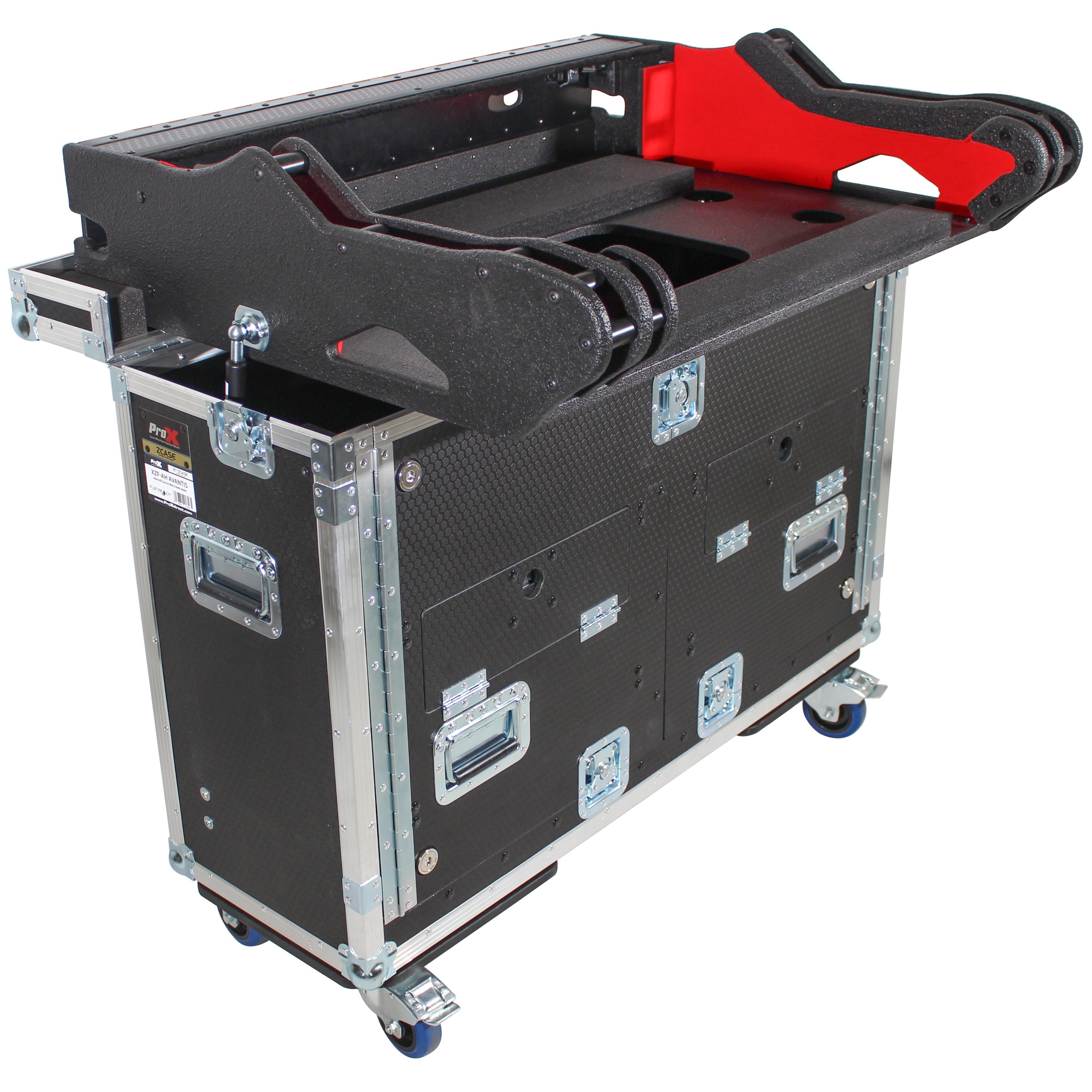 ProX ChamSys MagicQ MQ250 Flip-Ready Hydraulic Console Easy Retracting Lifting Flight Case with wheels