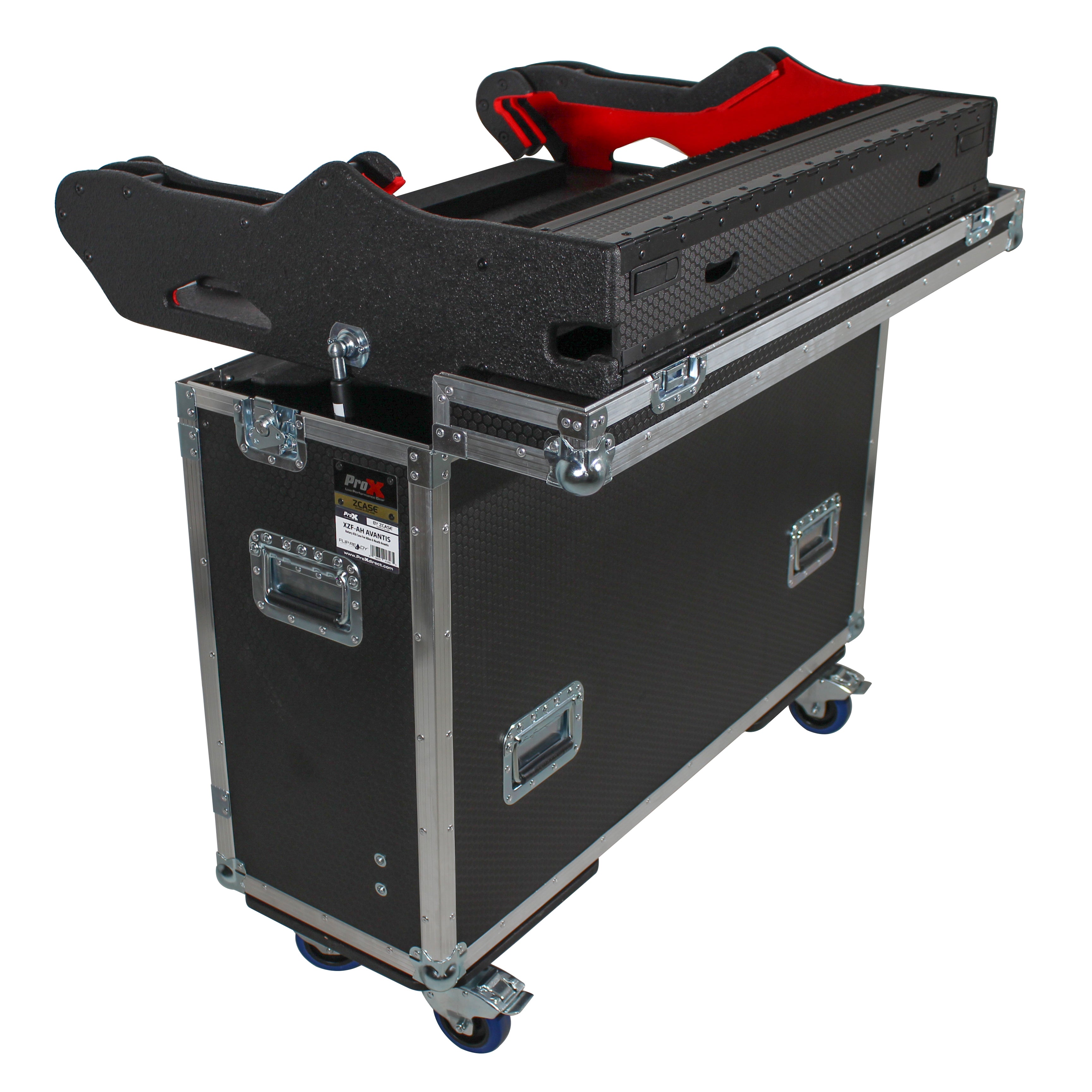 ProX Yamaha TF5 Flip-Ready Hydraulic Console Easy Retracting Lifting Flight Case and wheels incl Laptop Monitor Arm
